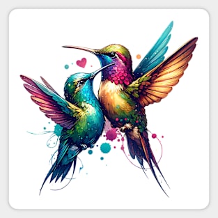 Hummingbird Couple Dancing in the Air Magnet